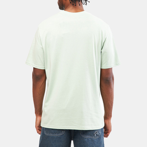 T-shirt décontracté pour homme, vert clair, manches courtes, col rond, coupe classique, en jersey de coton tricoté, design uni - Product Image 4