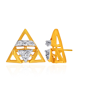 Pendientes de Diamantes con Corte Triangular, Chapados en Oro Amarillo, Joyería Minimalista para Mujer, Uso Diario, Diamantes Naturales Color H - Product Image 4