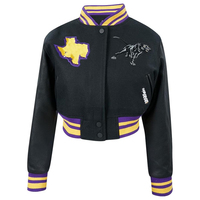 Blouson Bomber Varsity en Cuir Teint pour Femme avec Manches en Cuir, Style Streetwear, Logo Personnalisé, Vente en Gros