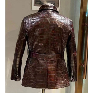 Veste en cuir pour homme à texture crocodile, streetwear de luxe, mode, chaude, durable, élégante, décontractée, manteau d'hiver - Product Image 3
