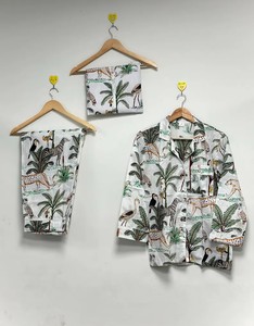 Ensemble pyjama imprimé pour femme, en coton doux, idéal pour les voyages, vêtements de nuit, pyjama, cadeau pour demoiselle d'honneur, pyjama en pur coton - Product Image 1