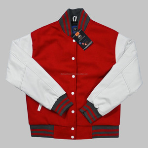 Veste universitaire Letterman en laine personnalisée en cuir véritable avec logos et patchs de broderie personnalisés saison d'hiver veste de baseball universitaire - Product Image 1