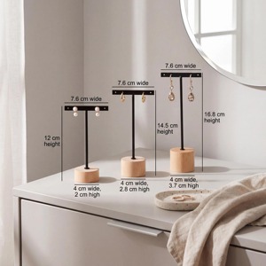 Simple Metal Earring Stand With Wooden Base <b>For</b> Jewelry Display Home Organization And <b>Dressing</b> <b>Table</b> <b>Storage</b> From India - Product Image 3