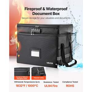 Portable Two-Layer <b>File</b> <b>Storage</b> Organizer 1832 Fahrenheit Heat Insulated Fireproof Waterproof <b>Box</b> Lock for Home Travel Use - Product Image 2