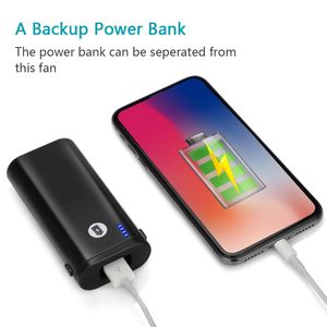 Ventilatore da Tavolo Portatile Nero Pieghevole, Alimentato a Batteria, 5-40 Ore di Autonomia, 3 Impostazioni, Accessorio Indossabile - Product Image 3