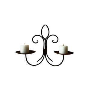 Support mural double pour bougies votives en fer, finition thermolaquée, pour décoration intérieure, décoration murale, éclairage - Product Image 1