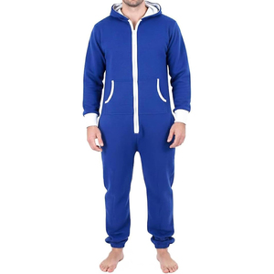 <b>Mens</b> One Piece <b>Pajamas</b> Adult Plain Jumpsuit Non Footed Lightweight Unisex Playsuits Contrast Color Lining Hoodie Custom Colors - Product Image 5