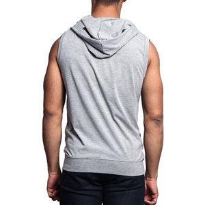 Débardeur à capuche sans manches en coton pour hommes, séchage rapide, respirant, pour entraînement musculaire, avec étiquette personnalisée – Vente en gros - Product Image 2