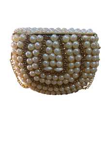 Bolso de mano con cuentas de perlas, bolso tipo sobre con diamantes de imitación, correa de cadena, mini bolso de mano para fiesta de boda o noche - Product Image 2
