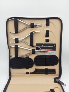 Kit de herramientas para extensiones de cabello con acabado espejo, al por mayor, con logotipo personalizado, que incluye pinzas para microperlas, pinzas de sujeción con velcro y peine para cabello - Product Image 5