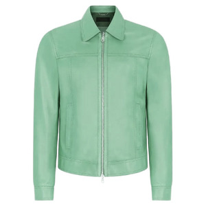 Best Quality Wholesale Price New Fashion Men's <b>Slim</b> <b>Fit</b> <b>Jacket</b> With Fabric Stand Collar Front Logo Streetwear Style Leather - Product Image 1