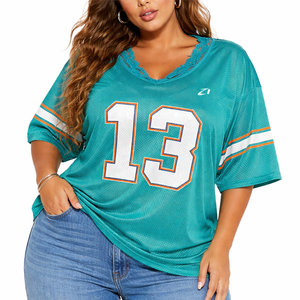 Customizable Y2K American Sports Soccer Jersey Retro Waist Lace <b>Top</b> V Neck Lace American Football Jersey OEM Summer Sports Shirt - Product Image 1