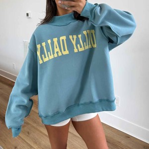 United States Custom Women Oversized <b>Mock</b> <b>Neck</b> Sweatshirt Cotton Fleece Embroidery Chenille Patch Letter College Pullover Appare - Product Image 6