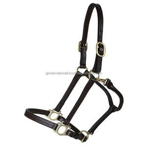 <b>Heavy</b> <b>Duty</b> Padded Leather Horse Halter in Black and Brown Genuine English Saddle leather with Nickel or Brass variant hardware - Product Image 2