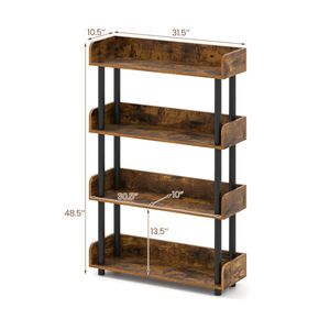 Libreria Aperta a 4 Ripiani Marrone Rustico, Design Moderno Anti-Ribaltamento, Espositore per Casa, Ufficio e Soggiorno - Product Image 4