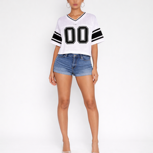 Maillot de football américain personnalisé pour femme en maille, coupe courte, respirant, en polyester, uniforme d'équipe personnalisé, production en gros OEM - Product Image 2