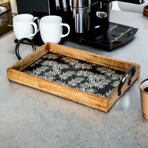 Newly Released High Quality Eco-Friendly Polished Wooden Customized Shape Buddhist Theme Serving Tray Handles - Product Image 1