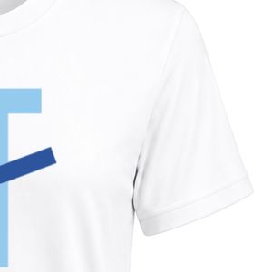 T-shirt blanc pour femme, coupe ajustée, col rond, manches courtes, avec logo personnalisé imprimé, style décontracté, streetwear, haut tendance pour femme - Product Image 3
