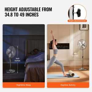 16 Inch Industrial Pedestal <b>Fan</b> with Adjustable Height <b>Stand</b> Oscillating Floor <b>Fan</b> 3 Speeds US Plug for Hotels - Product Image 5