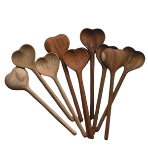 Vietnam Factory Heart Wooden <b>Spoon</b> Red Pine Wood Handcarved Design for Kitchen Cooking Serving Utensil Use - Product Image 1