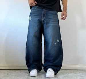 Jean baggy personnalisé pour homme, style vintage streetwear, délavé, coupe ample, pantalon cargo en denim délavé clair, coupe oversize - Product Image 6