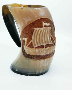 Tasses en corne sculptées à la main sur mesure avec logo, design portable pour le miel et les magasins de fournitures vikings, revente - coniferhandmades - Product Image 3