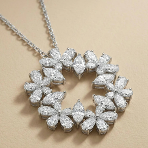 Pendentif Fleur en Diamant Taille Marquise en Argent Sterling 925 Élégant avec Chaîne à Maillons en Moissanite pour Fiançailles – Le Meilleur Cadeau - Product Image 5