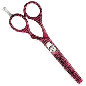 Ciseaux professionnels pour laisser des mèches de cheveux, 5,5 à 6 pouces, manche rose zèbre, acier inoxydable, légers, pour droitiers, ciseaux de coiffure OEM - Product Image 6