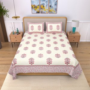 Hand Block Printed Cotton Bedsheet Floral Booti Print Indian Handmade indian Bedding - Product Image 3