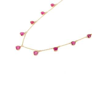 18K Solid Yellow Gold <b>Ruby</b> Station <b>Necklace</b> - Product Image 6