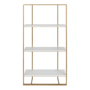 Étagère Murale Flottante Moderne en Métal Doré à 3 Niveaux, Support de Présentation Blanc pour Salle de Bain, Salon, Chambre à Coucher – Vente en Gros - Product Image 2