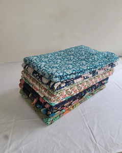 Tela de Algodón Estampada a Mano con Bloques de Tricot, Suave, Ligera, Transpirable y Ecológica para Vestidos de Mujer y Niña, Venta Caliente 2026 - Product Image 1