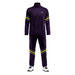 Eco-Friendly Lightweight Breathable Track <b>Suit</b> Men Women Chevron Stripe Leg Design Sublimated Polyester Full Zip Set - Product Image 1