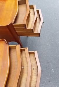 Mesita de Noche Antigua de Madera Maciza de Mango en Color Nogal, Mesita de Noche Moderna con Lámpara y 2 Cajones para Uso en Hoteles y Cocinas - Product Image 5