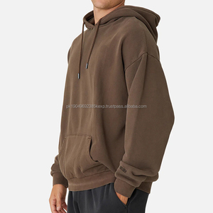 Oem Custom Street Hoodies Unisex High Quality Blank <b>Brown</b> Heavy Weight Boxy Winter <b>Men</b> Heavy Cotton Hoodie Oversized - Product Image 6