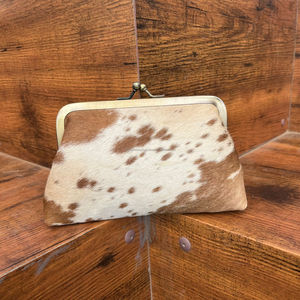 Nouvel arrivage de cheveux à motif occidental sur peau de vache en cuir porte-monnaie pochette élégante pochette portefeuille pochette en cuir - Product Image 3