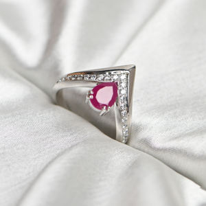 Bague de fiançailles et de mariage pour femme en argent sterling 925 avec rubis de laboratoire, luxe, plaqué or 18 carats, sertissage à griffes, certifiée par un tiers - Product Image 4