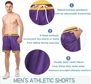 Men's Basketball <b>Shorts</b> Breathable <b>Polyester</b> Mesh Athletic <b>Shorts</b> for Gym Casual Sports Workout Training - Product Image 3