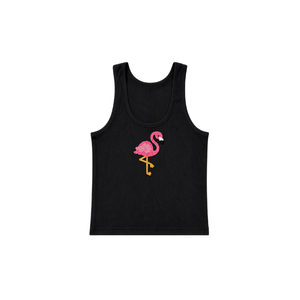 Hot Sale Women's Tank <b>Top</b> with Pink Flamingo Embroidery Casual Style Front <b>Beaded</b> Cotton Fabric Tank <b>Top</b> Breathable Women's Wear - Product Image 1