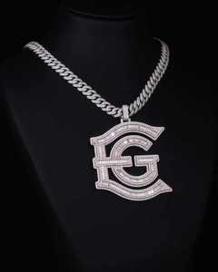 Iced Out <b>Letter</b> Moissanite Pendant Necklace VVS Cubic Diamond Charm Silver Plated 925 Silver Custom Jewelry - Product Image 1