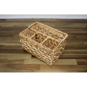 Panier de rangement rectangulaire Artex Dong Thap en jacinthe d'eau écologique, 3 compartiments, avec poignées - Product Image 2