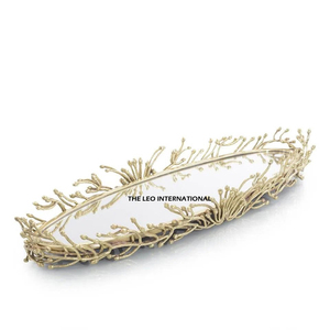 Luxury-Inspired Creative Decor Metal Glass <b>Mirror</b> <b>Tray</b> With Charming Edges For Stylish Home Decor And Wedding Centerpiece Ideas - Product Image 1
