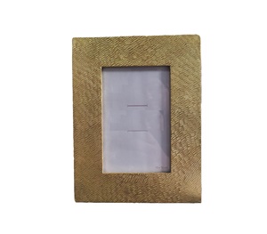Rectangle Metal Photo <b>Frame</b> 13x18 cm Embossed <b>Gold</b> Finish Vertical Display - Product Image 6