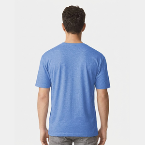 T-shirt décontracté à manches courtes pour homme, col rond, tricoté, coupe classique, couleur unie bleu 2027 - Product Image 2