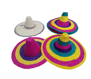 Sombrero de paja tejido de ala ancha, sombrero de México, recuerdo tradicional y accesorio de disfraz para el Festival de la tradición mexicana - Product Image 6