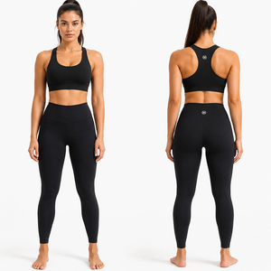Conjunto Deportivo de Yoga para Mujer, Leggings de Cintura Alta Negros, Sujetador Deportivo, Ropa Deportiva para Gimnasio y Entrenamiento - Product Image 2