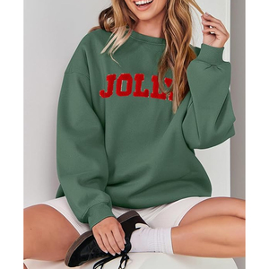 Sudadera con Capucha Personalizada con Logotipo de Marca Privada para Mujer, Sudadera Informal con Letras Bordadas en Chenilla, Cuello Redondo, Transpirable, para las Fiestas - Product Image 3