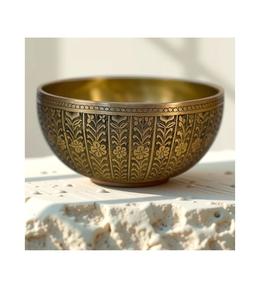 Bol chantant classique en laiton de l'Himalaya, conçu pour la relaxation, la pleine conscience, la pratique du yoga, la guérison spirituelle et la thérapie vibratoire - Product Image 4