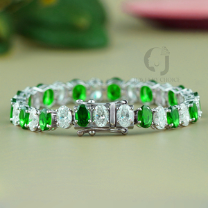 Pulsera de tenis ovalada de oro blanco de 14 quilates con diamantes cultivados en laboratorio y circonitas cúbicas, 8.92 quilates, corte ovalado, claridad VVS, color G, certificado IGI, joyería fina de lujo - Product Image 3