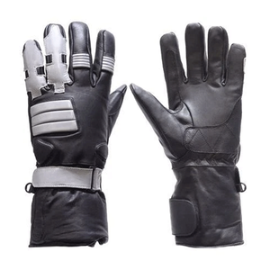 Black White Full-Finger <b>Leather</b> <b>Gloves</b> for <b>Men</b> Winter Season Custom for Motorbike Riding Touring Motorcycle Auto Racing Wear - Product Image 6